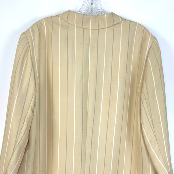 Vintage Giorgio Armani 100% Silk Stripe Blazer Jacket Buttery Yellow Sz 14 - Picture 10 of 16